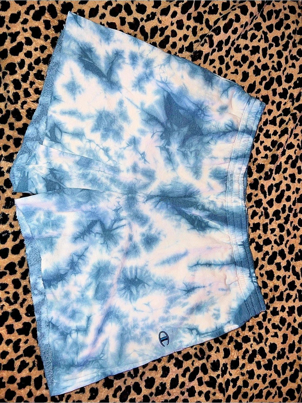 Champion Tie-Dye French Terry Sweatshorts Blue & White XL